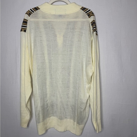 Steve Harvey Celebrity Pullover Cream Sweater XL Indie 1/4‎ Zip Textured Stripe - Picture 10 of 10